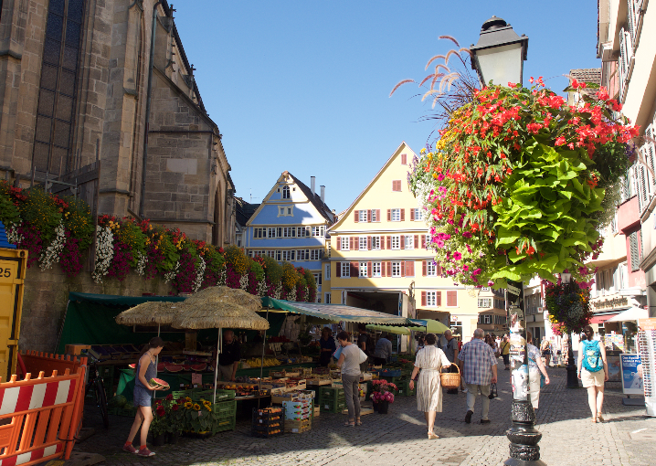 An old town market in Tubingen