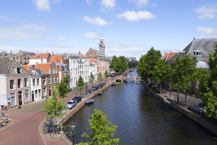 A canal running through the city of Leiden