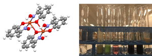 Molecular picture of Cu complex and test tubes