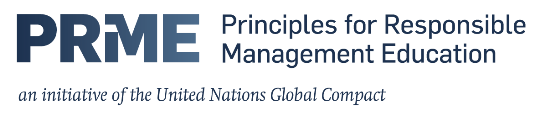 Principles for Responsible Management Education (PRME) logo, saying, 'an initiative of the United Nations Global Compact' 