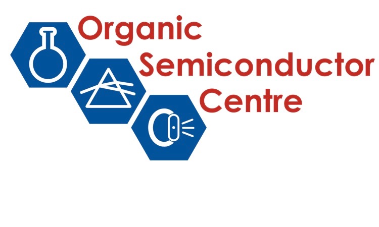 The name of the centre accompanied by hexagonal shapes with symbols.